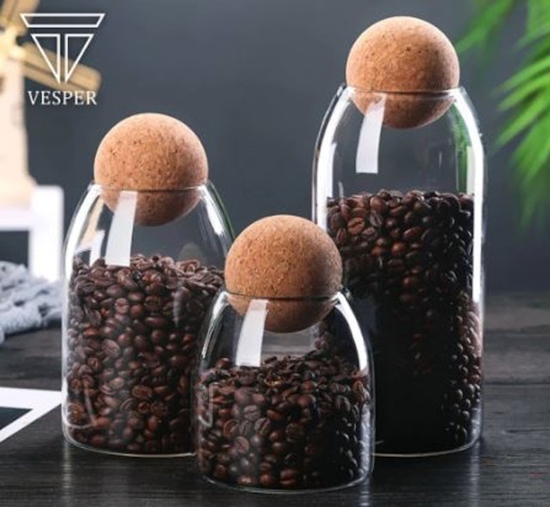 Coffee Bean Canister with Cork Lid