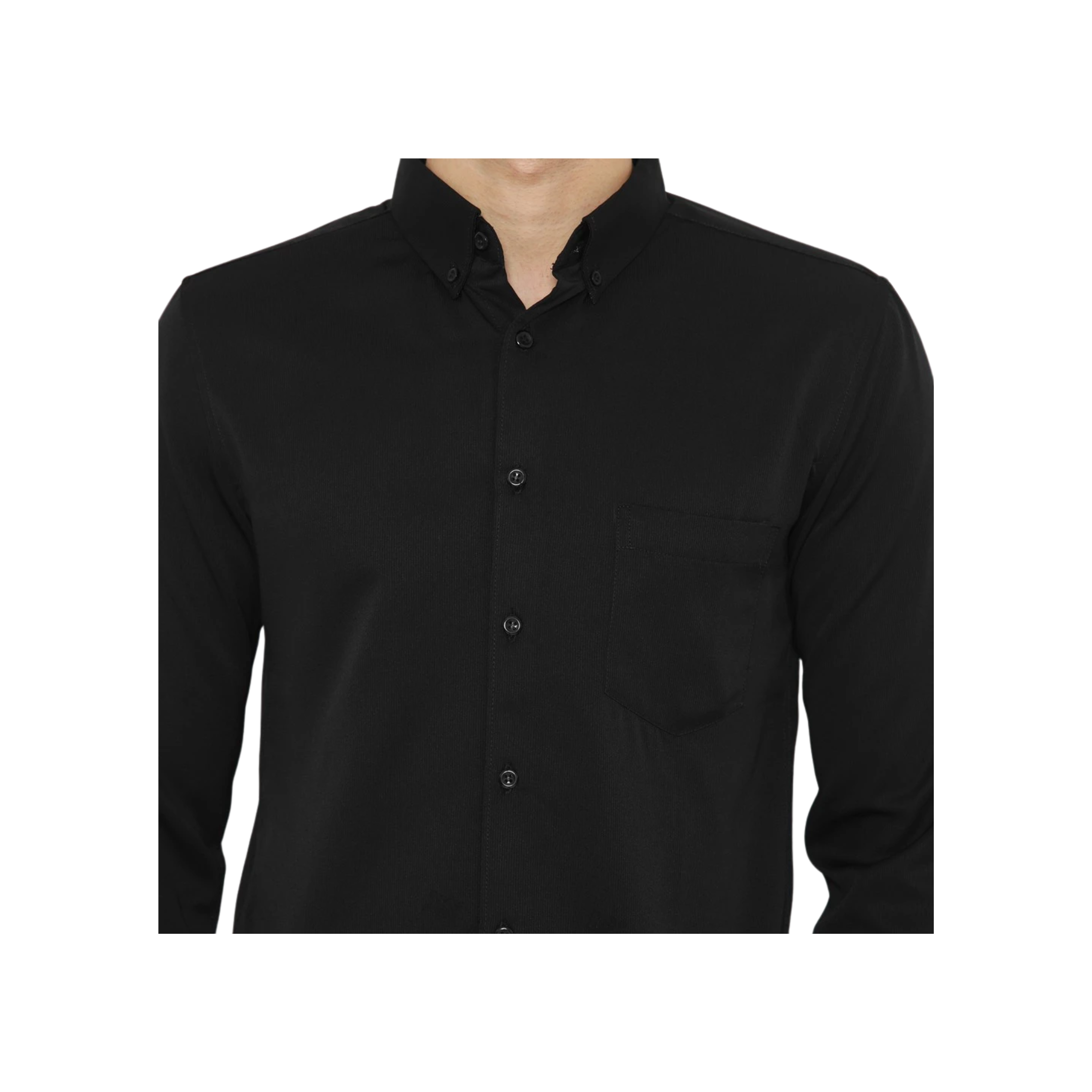 Platini Baju Kemeja Pria Lengan Panjang Polos Polinosic Hitam ｜ 66100