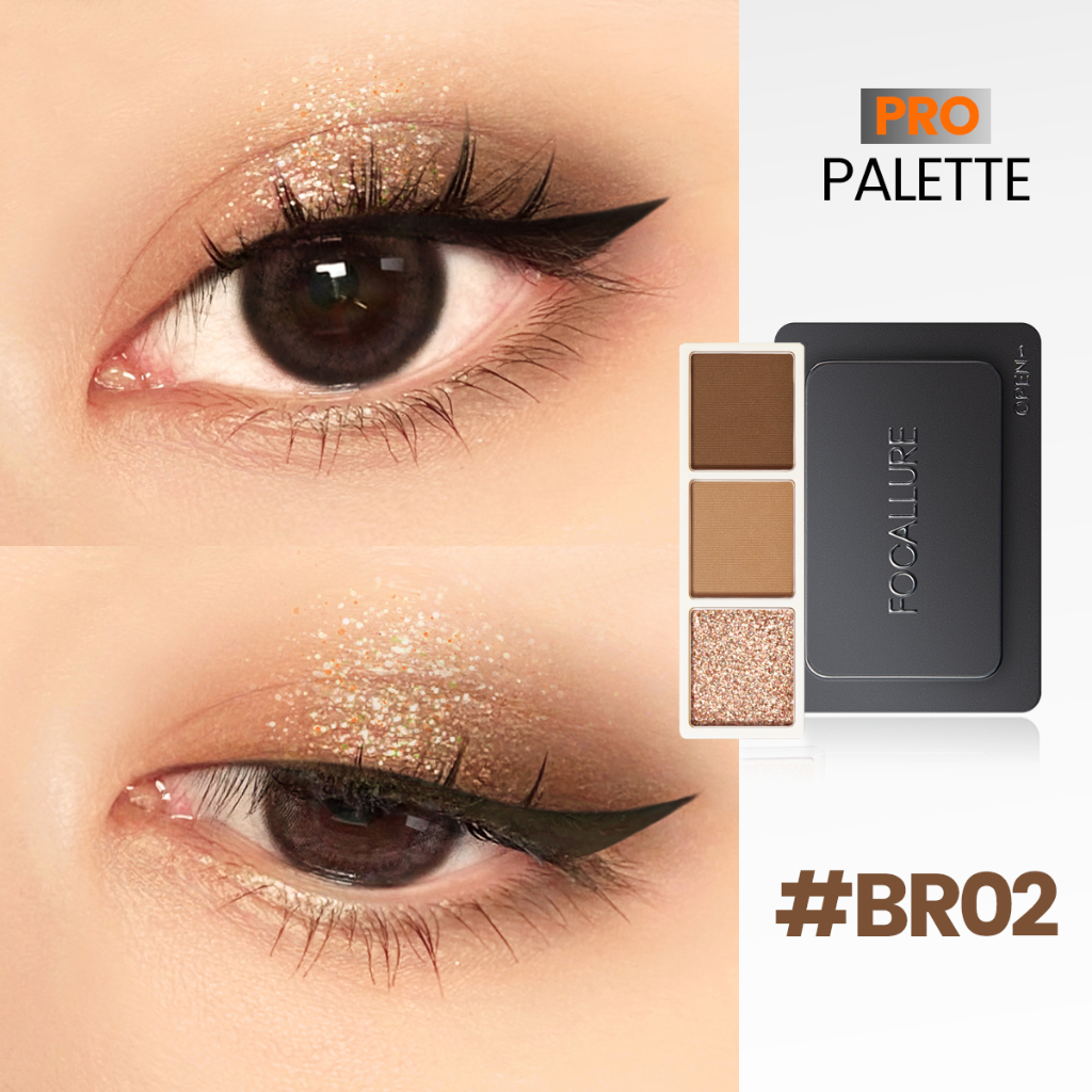 FOCALLURE ｜ 3 Color DIY Eyeshadow Palette High Pigment Pro-Palette ｜ #BR02
