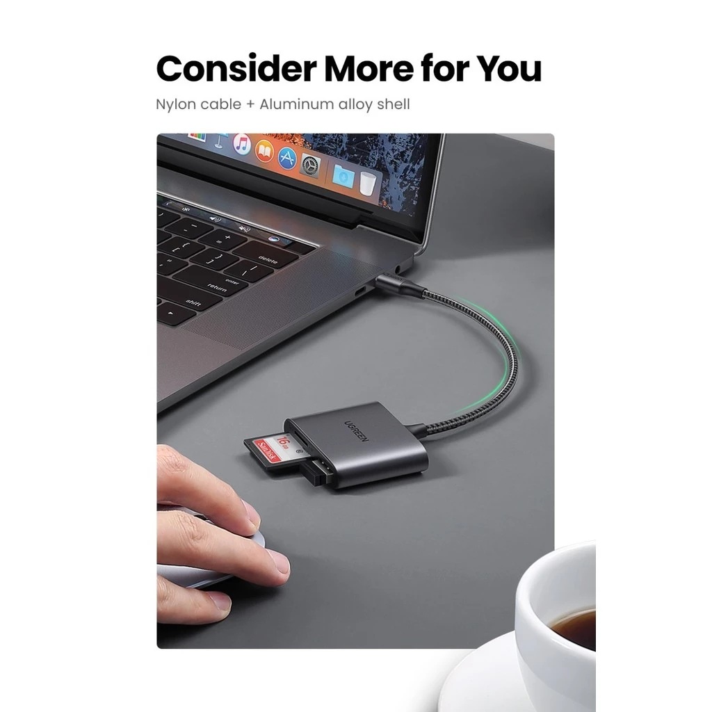 UGREEN 3-in-1 USB C SD Card Reader OTG-Enabled 2