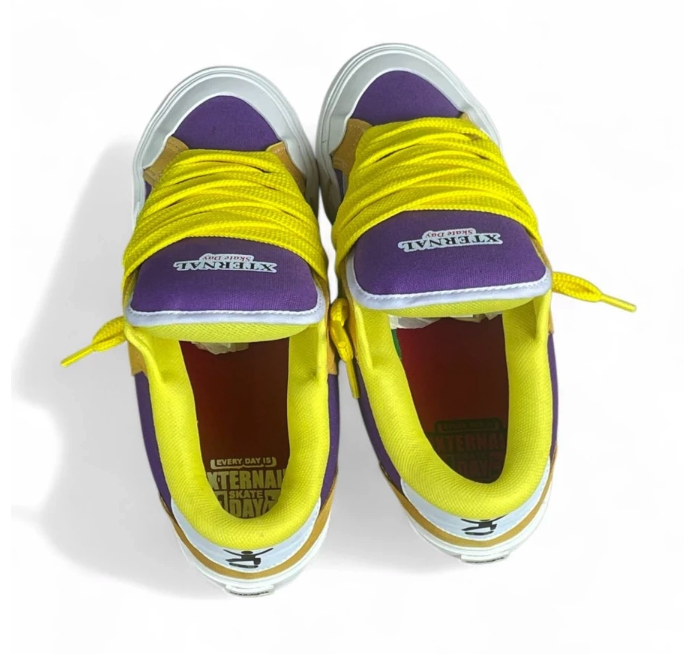  Xternal Step Sure Sepatu Gemuk Skateday Reflective Purple Yellow Sneakers