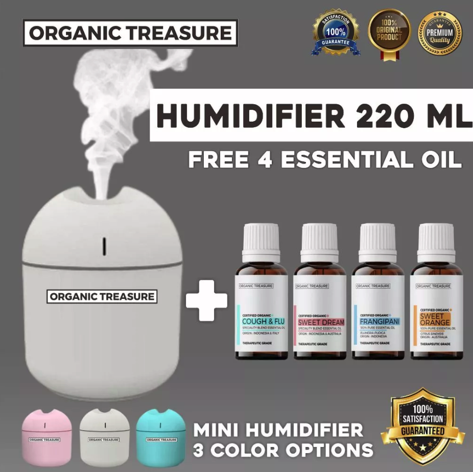 Organic Treasure Organic Treasure Humidifier Packaged + Free 4 Essential Oil
