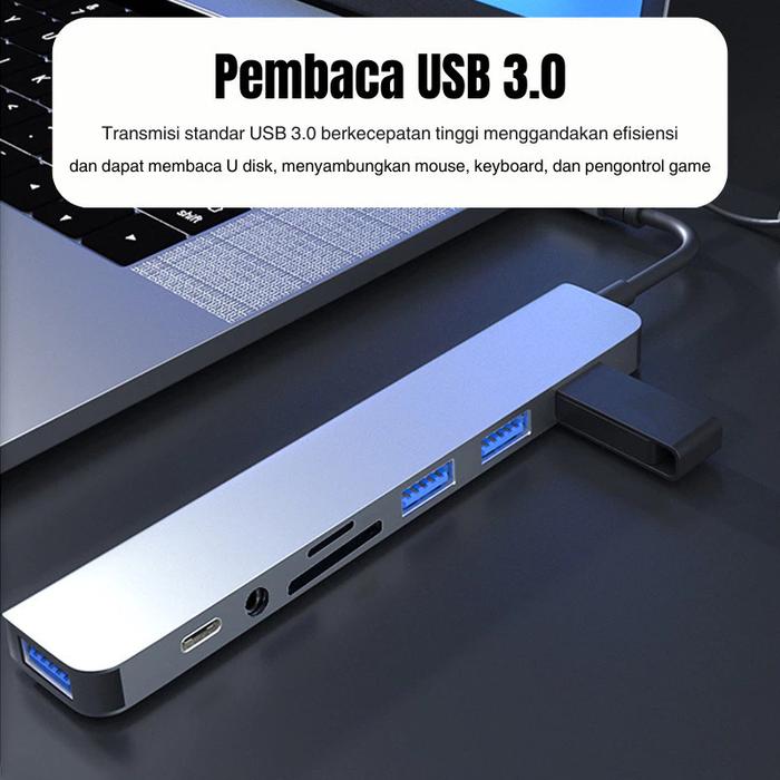  MeTiKo USB 8 In 1 Converter Type C Hub Adapter Multi USB