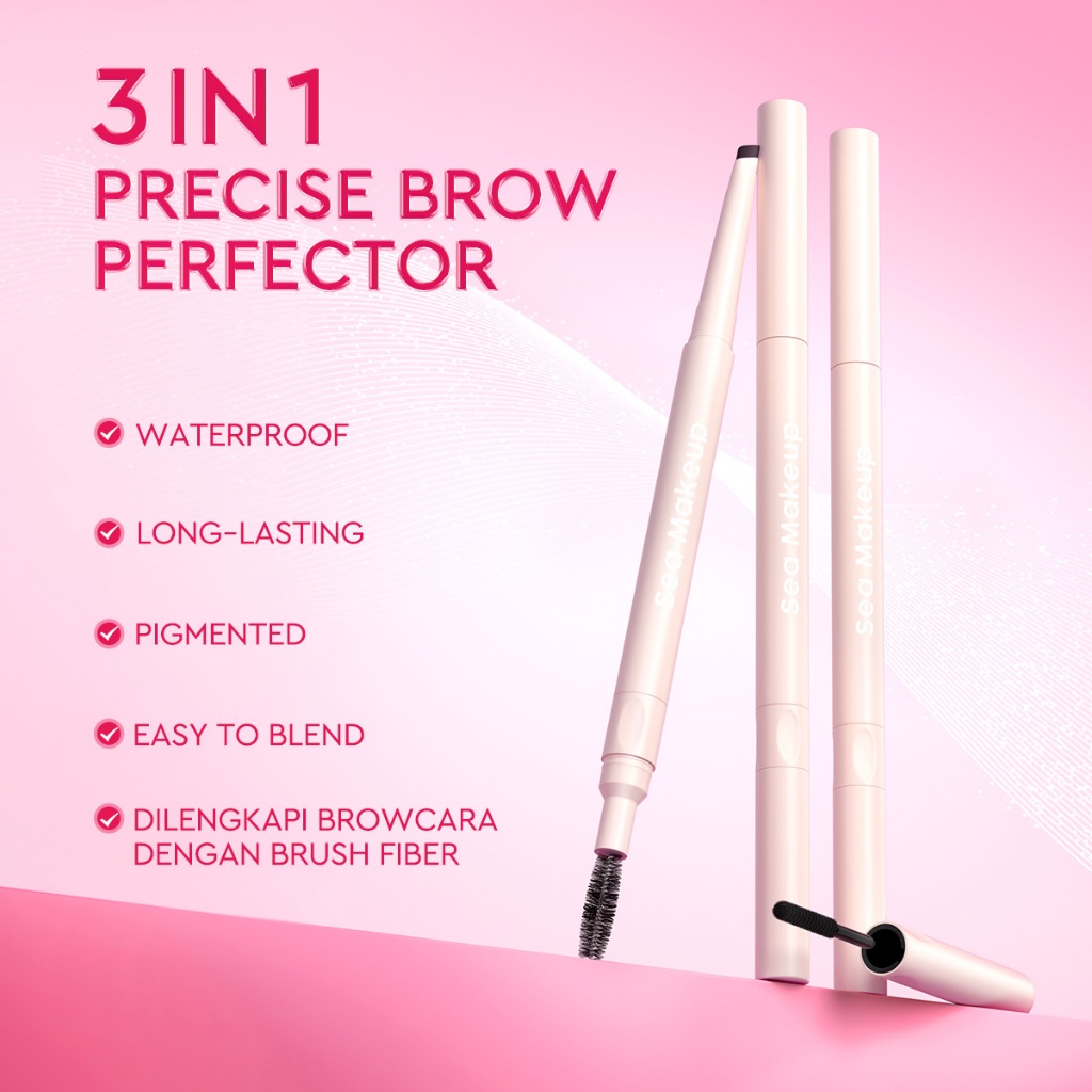 Sea Beauty Indonesia Sea Makeup Browshow Eyebrow Trio Kit Dark Brown
