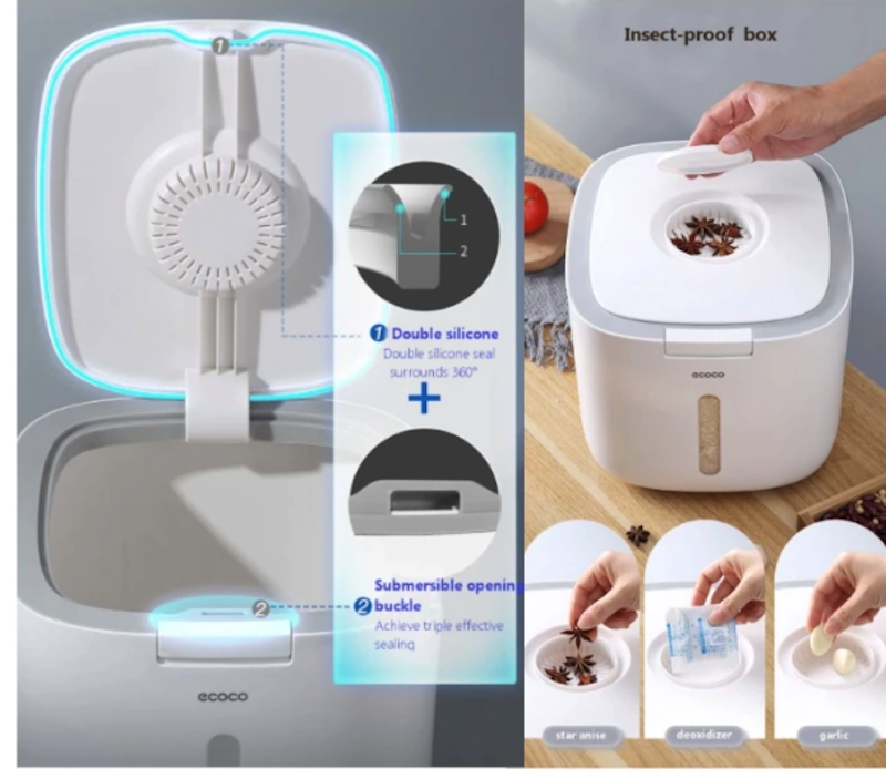 Ecoco Automatic Opening Rice Bucket 5 Kg 4