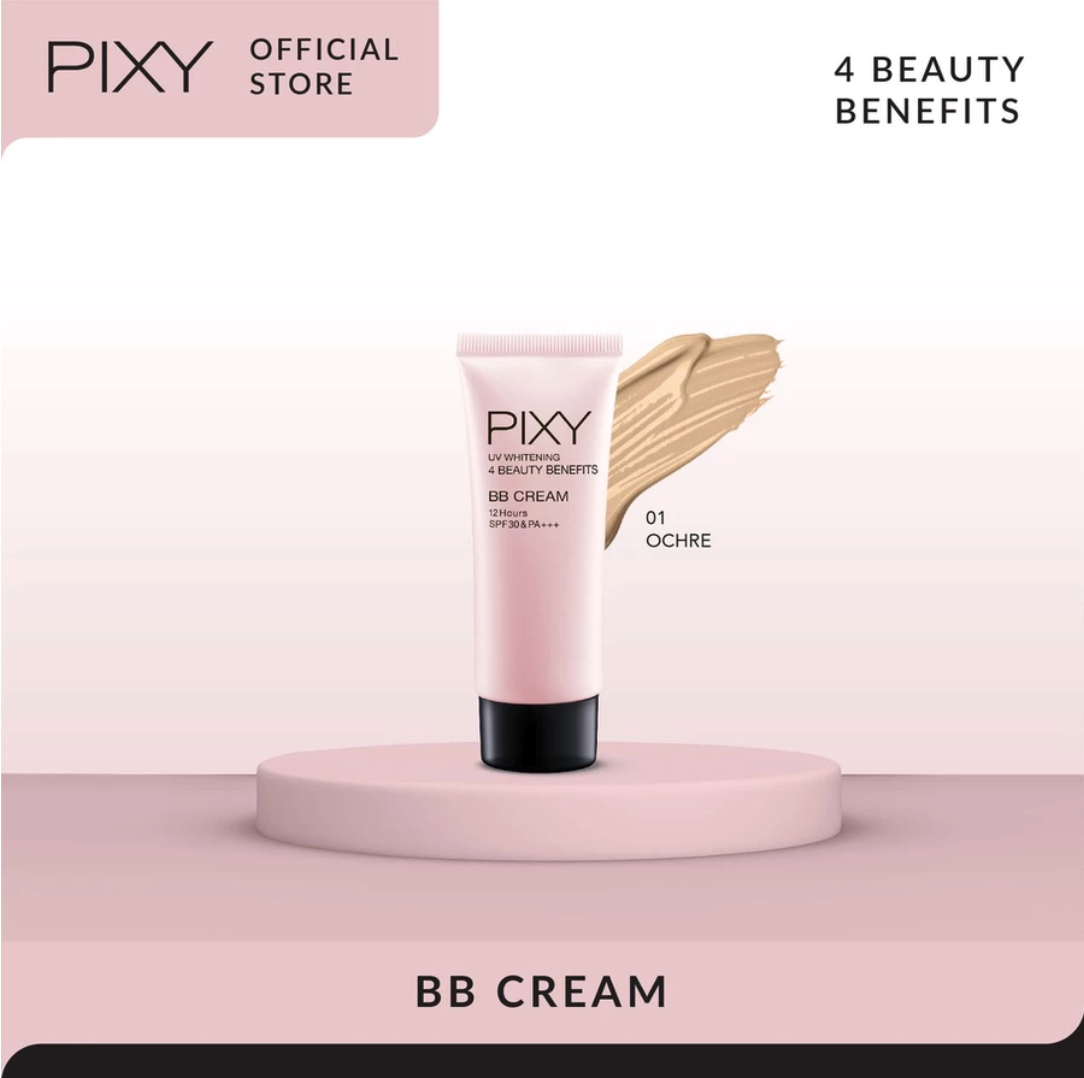 Mandom Indonesia PIXY UV Whitening 4 Beauty Benefits BB Cream 01 Ochre
