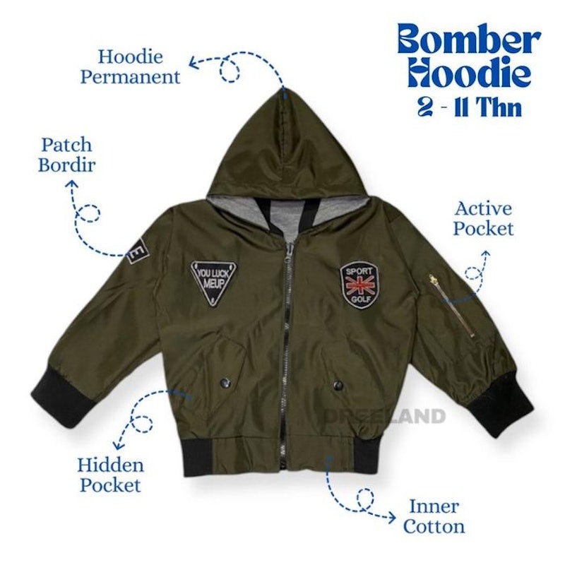 Dreeland Jaket Anak Bomber Kupluk 2