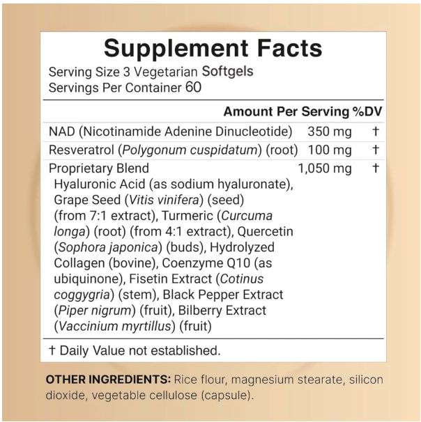  NatureBell NAD+ Resveratrol + Hyaluronic Acid 1500mg 