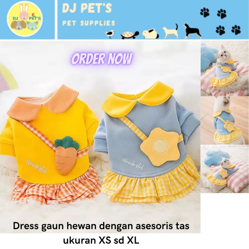 Baju Kucing Anabul Cantik Tas Wortel dan Bunga 2
