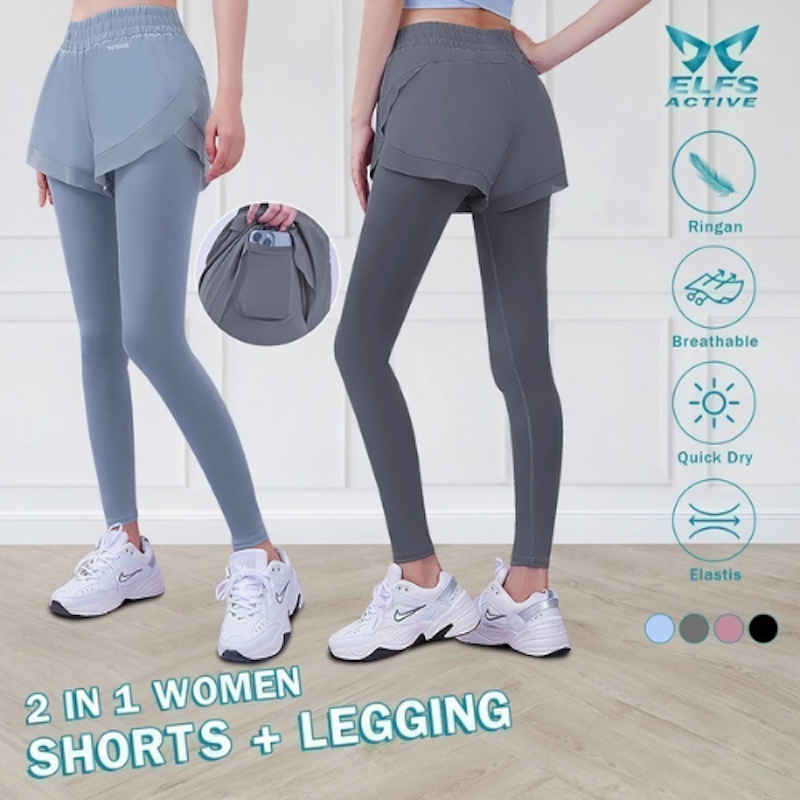 Elfs Active 2in1 Womens Shorts + Legging 2