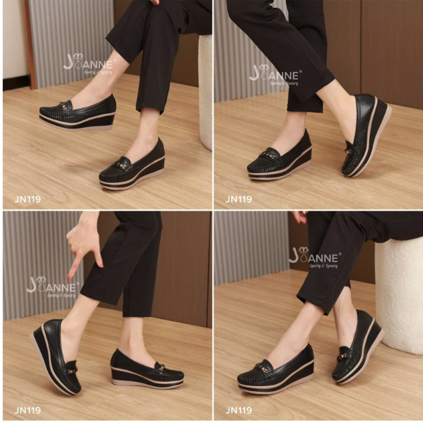 JOANNE Closed Toe Wedges Shoes JOANNE Closed Toe Wedges Shoes Hitam