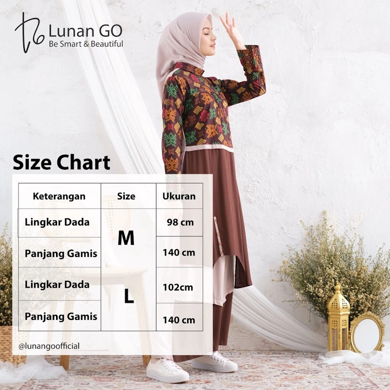 Lunan GO Gamis Wanita Muslimah Rayon Kombinasi Batik Premium 4