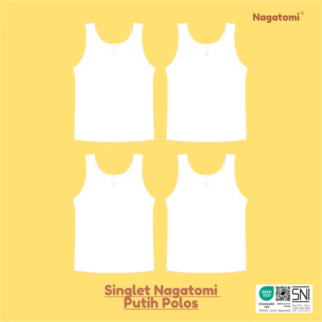 Nagatomi Baby Wear Singlet Bayi Putih Polos