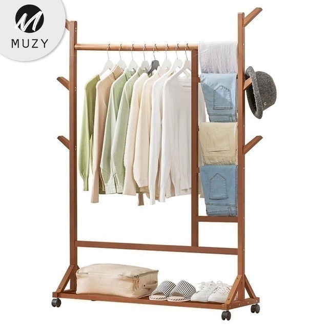 Stand Hanger Double Rak Serbaguna Dengan 4 Roda  ｜ HSH201