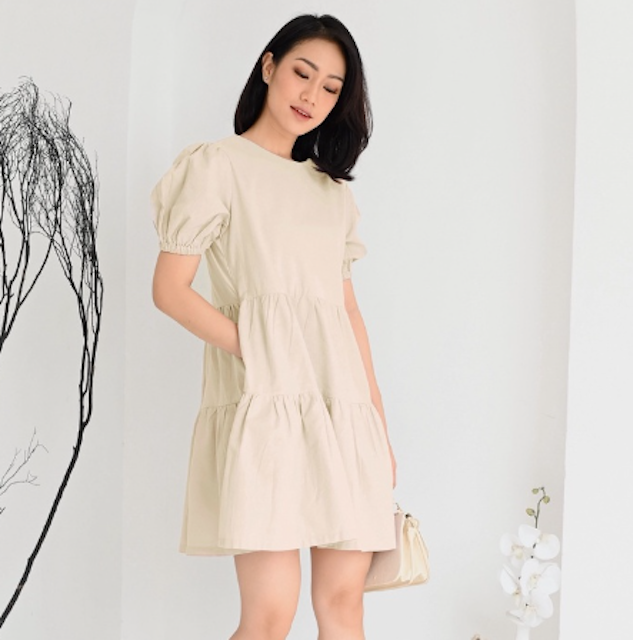 Ms Daisy Eloise Linen Puff Sleeve Dress