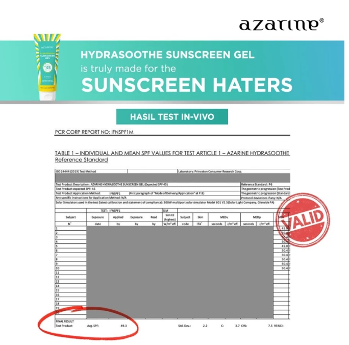 Wahana Kosmetika Indonesia Azarine® Hydrasoothe Sunscreen Gel