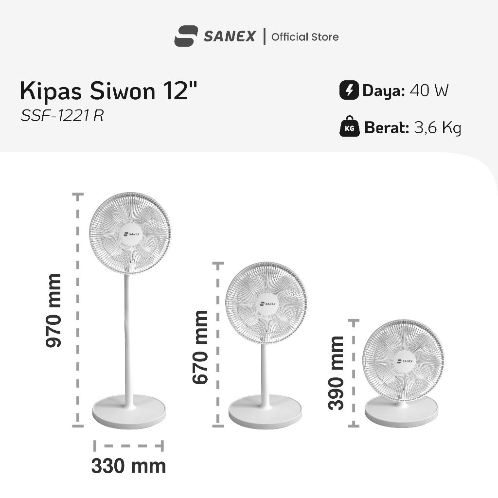 Indo Surya Kencana SANEX Kipas Angin Korea Siwon SSF-1221 R