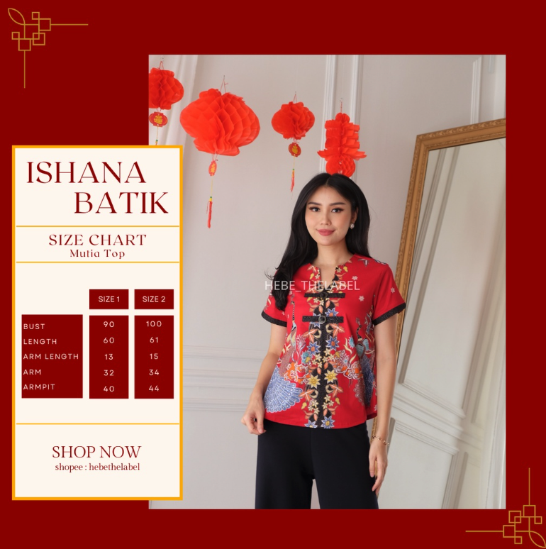 HEBE Ishana Red Batik Cheongsam Chinese New Year