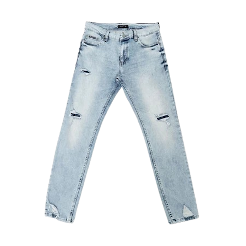 Eldove Denim Jeans Stretch Ripped Light Blue Snow 1