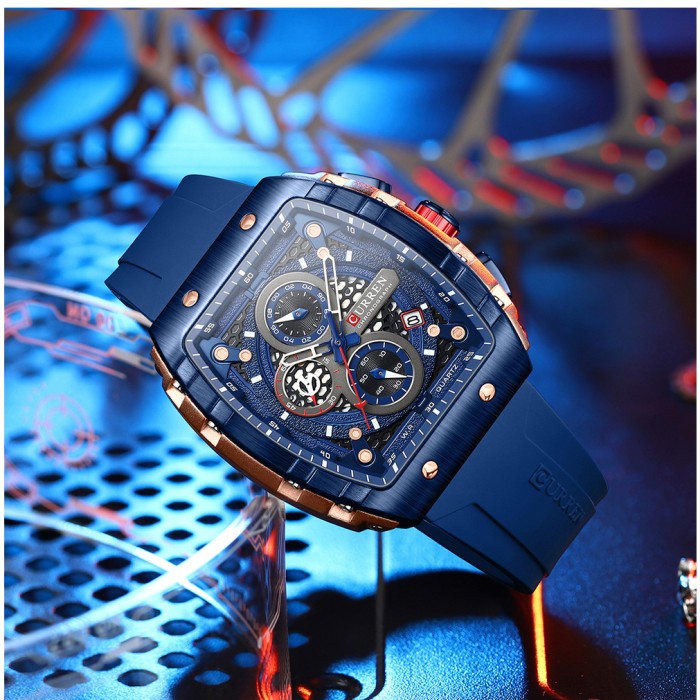 Curren Original Brand Rubber Straps Wrist Watch for Men 8442 