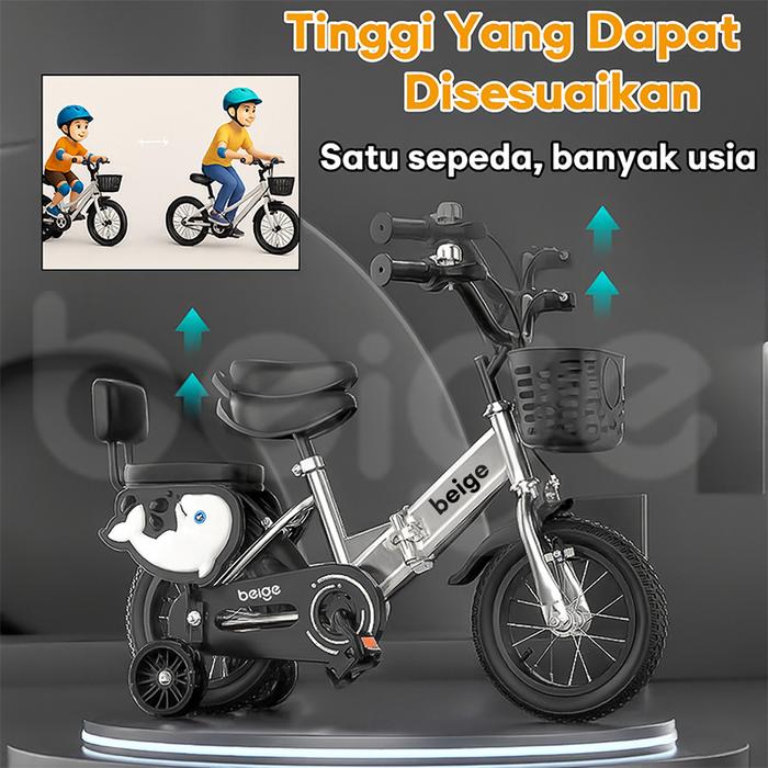 BEIGE Beige Sepeda Lipat Anak 14 Inch