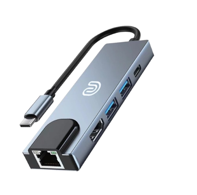 Unitech USB HUB Converter 5in1 Type C HUB 3.0 4K HDMI + LAN 1