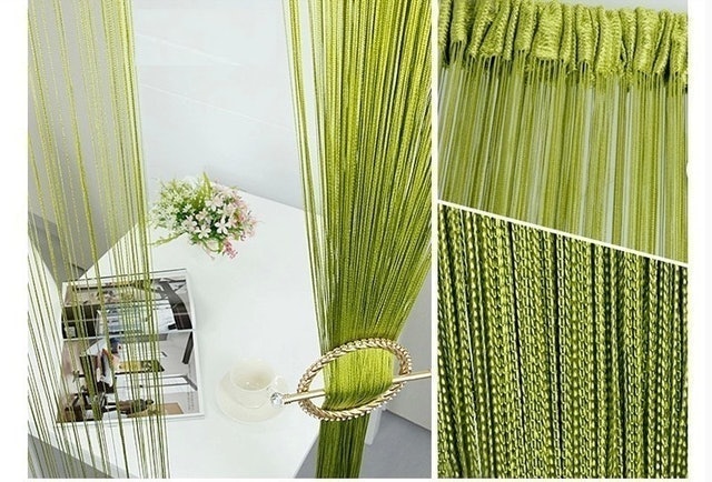 Tirai Benang Hijau Motif Polos