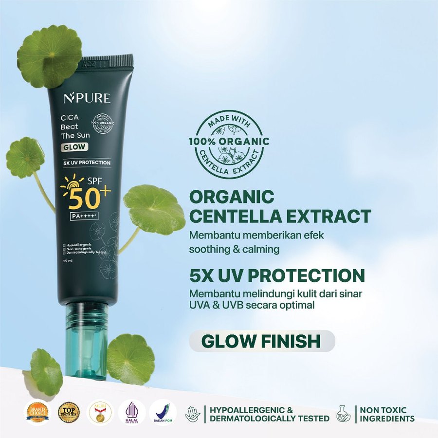 Penta Natural Kosmetindo N'PURE CICA Beat The Sun Glow SPF 50+ PA++++