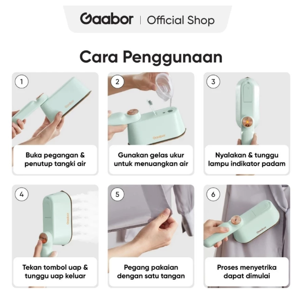United Gain Gaabor Setrika Uap Lipat Mini Travel 2 in 1 HM-M01A