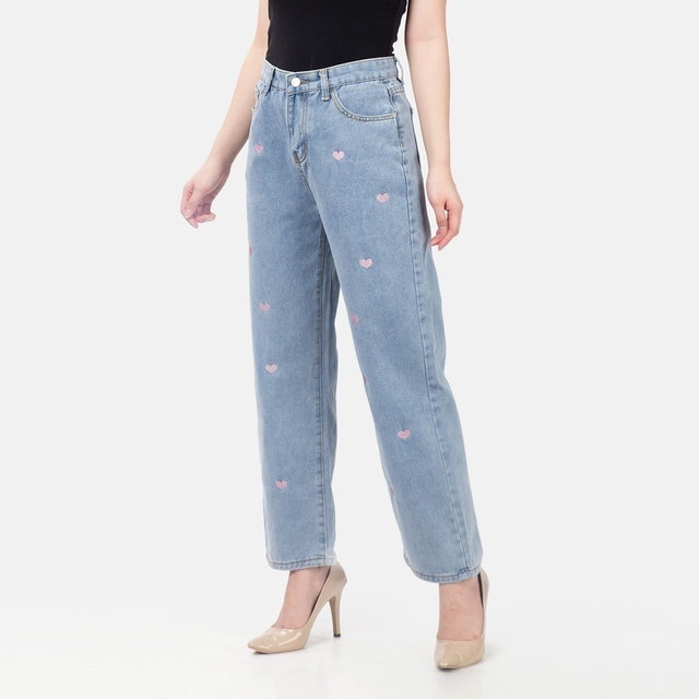 Straight Jeans Bordir Hati 2