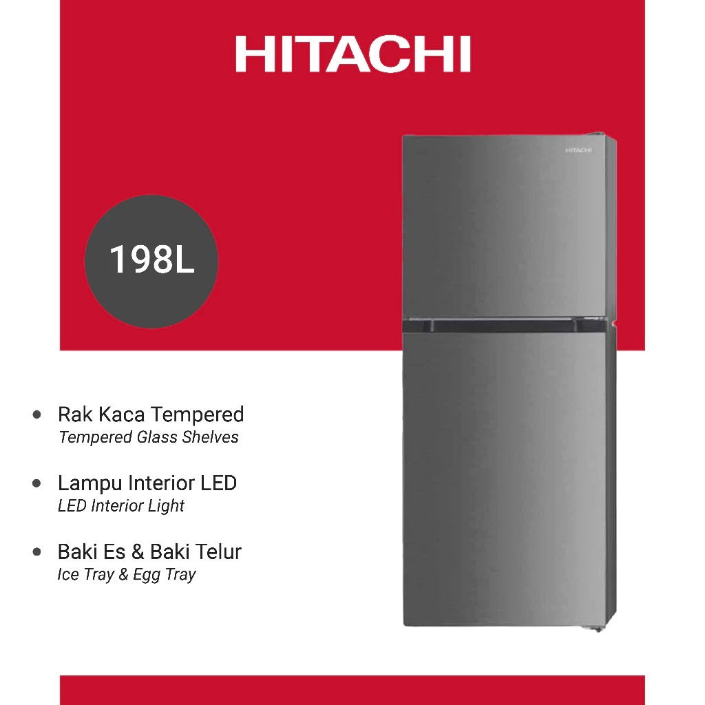 Hitachi Hitachi Kulkas 2 Pintu 181 Liter  HRTN5198MXID
