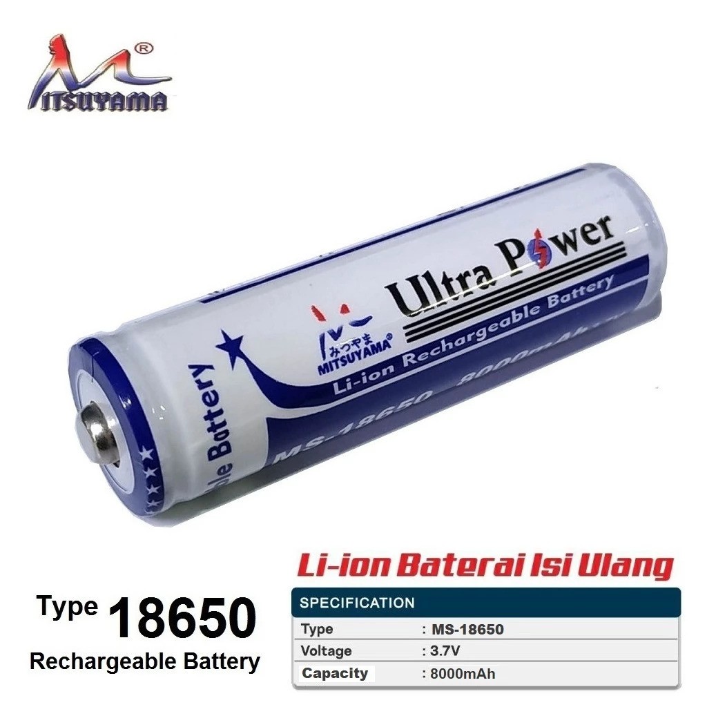 Mitsuyama Li-ion Rechargeable Battery 8000mAh MS-18650