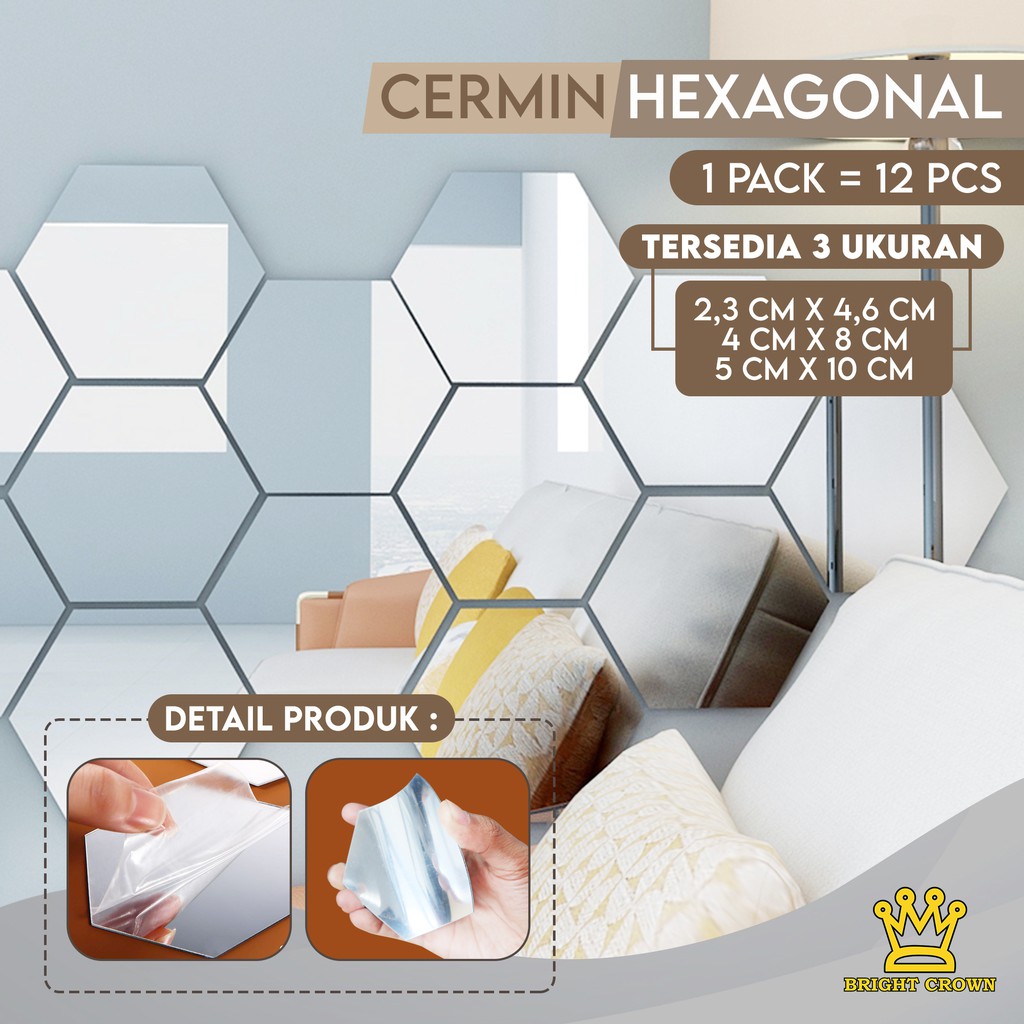 Cermin Hexagonal 12 pcs 3