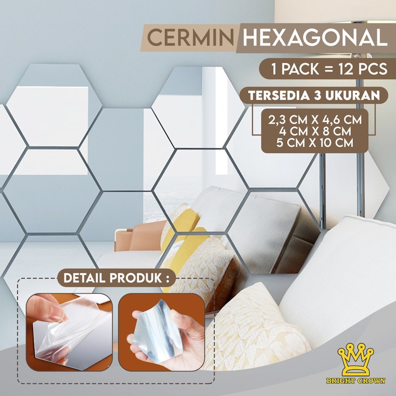Cermin Hexagonal 12 pcs 3