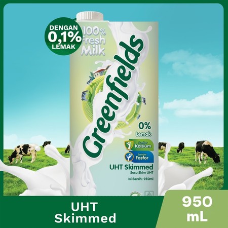 Greenfields Indonesia Greenfields Skimmed UHT Milk 950 ml