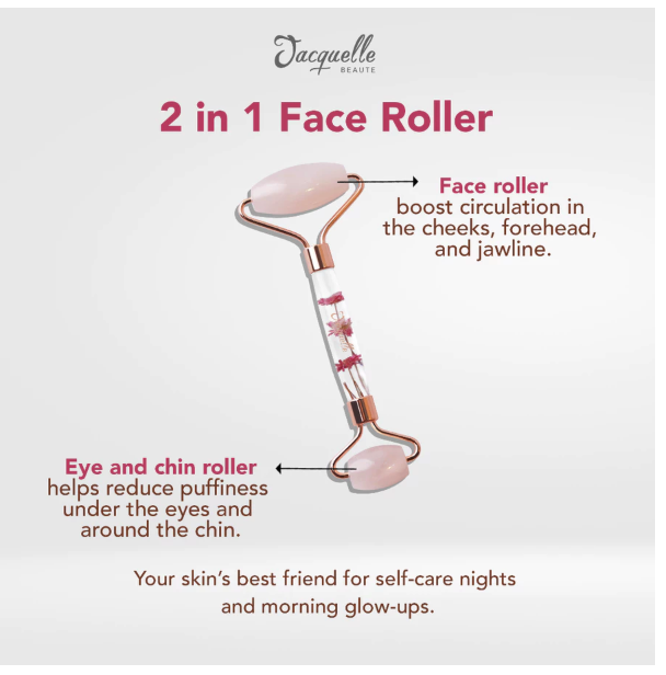 Jelita Anugerah Indonesia Jacquelle Beaute Double Rose Quartz Face Roller Massager