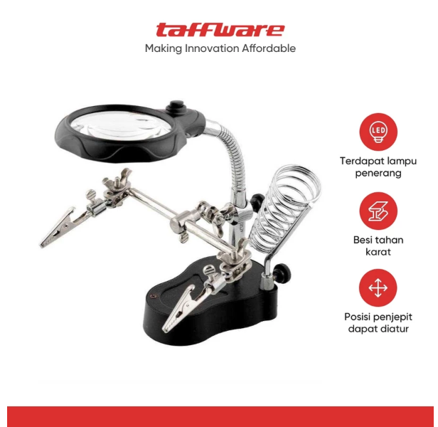 Jakarta Digital Nusantara Taffware Alat Pegangan Solder Helping Hand dan Kaca Pembesar MG16129