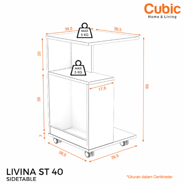 Sidetable LIVINA - Motif Kayu ST 40
