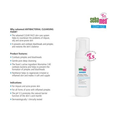 Sebapharma  Sebamed Clear Face Antibacterial Cleansing Foam 