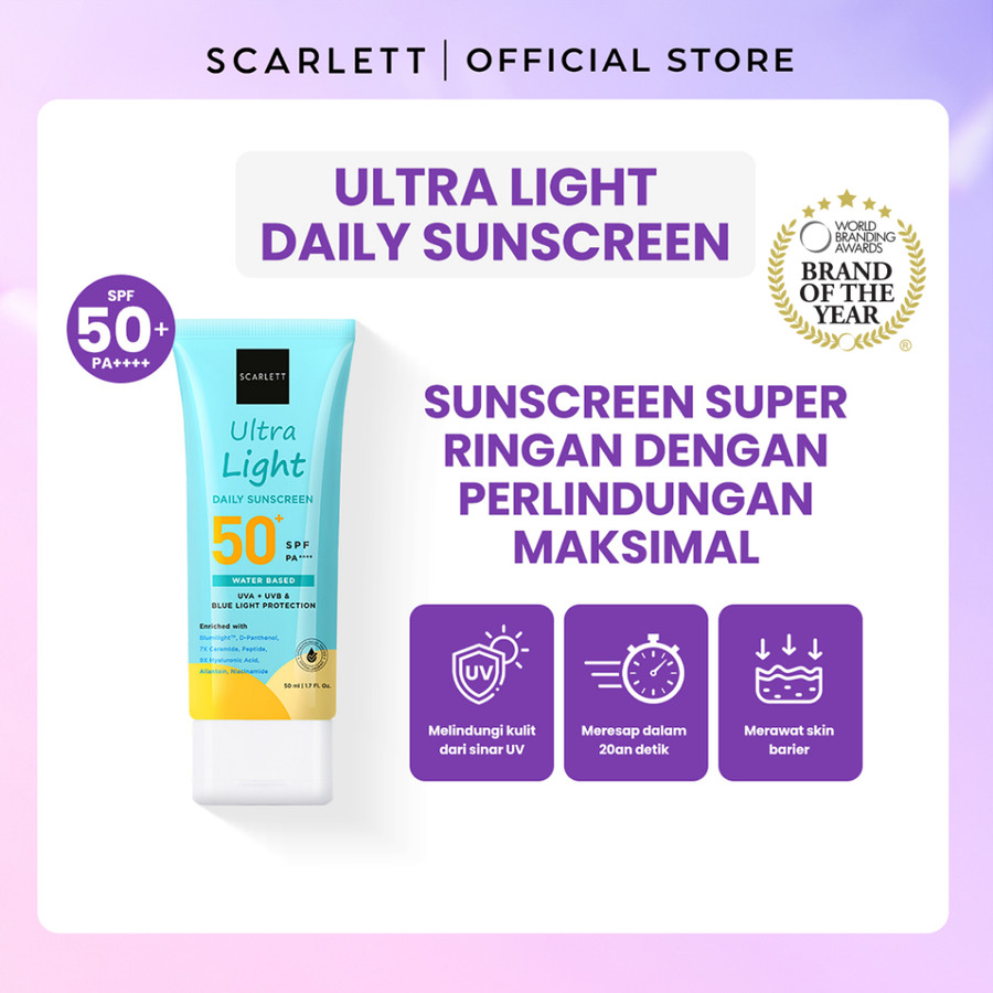 Opto Lingkar Sejahtera Scarlett Whitening Ultra Light Daily Sunscreen Moisturizing SPF 50+ PA++++ 