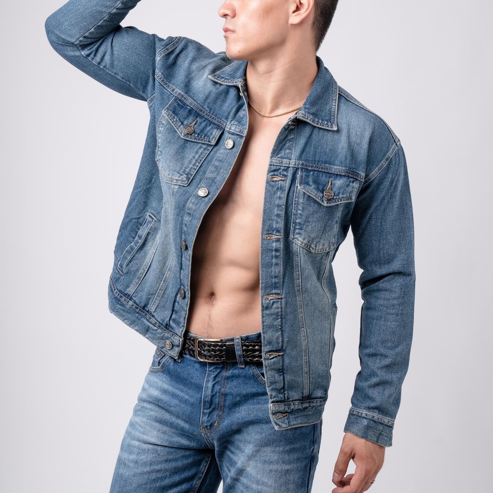 Vengoz Busana Indonesia. Vengoz Jacket Jeans Pria Slim Fit Premium Blue Washed