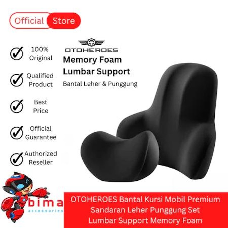 OTOHEROES Bantal Kursi Mobil Premium Black Set 5