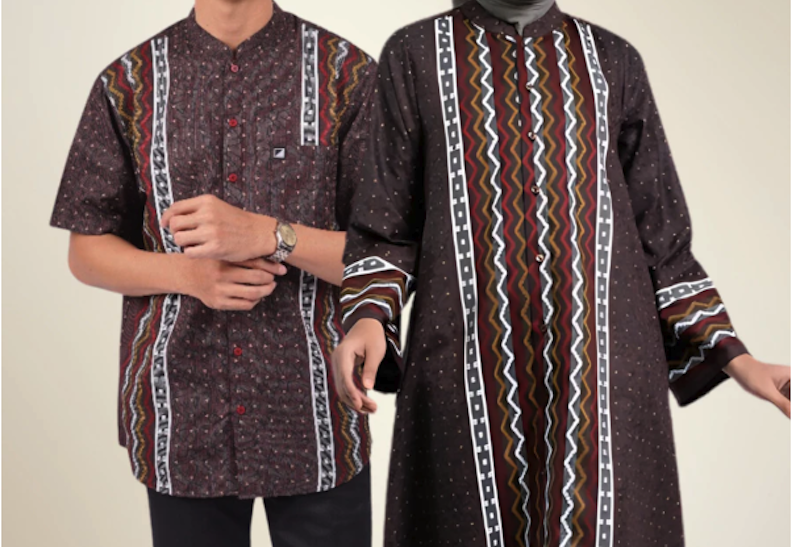 Elzatta Gamis Sarimbit Couple Dobby Tribal Maroon 2