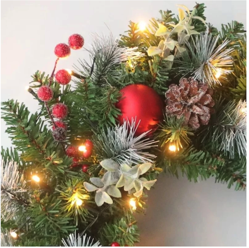 Karangan Bunga Natal dengan Lampu LED 5