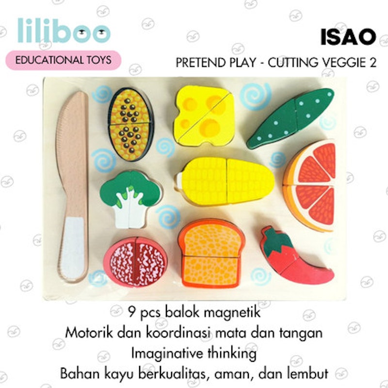 Liliboo Isao Mainan Montessori Kayu Kitchen Cutting Board 2
