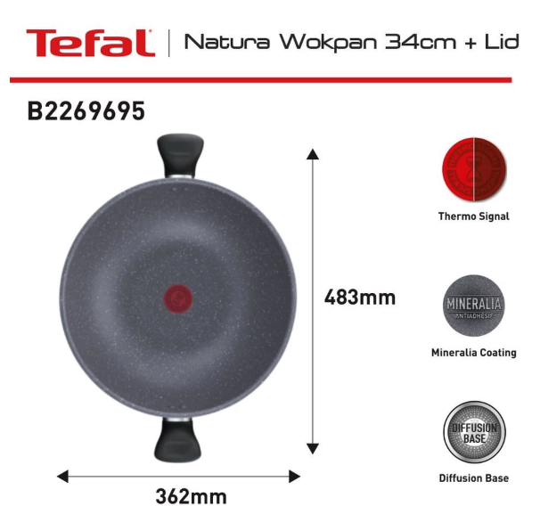 Groupe SEB Tefal® Natura Wokpan 34cm+Tutup