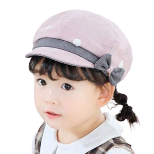 Topi Beret Motif Pita Polkadot Gaya Retro Klasik untuk Balita