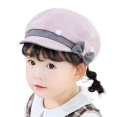 Topi Beret Motif Pita Polkadot Gaya Retro Klasik untuk Balita