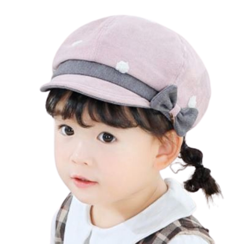 Topi Beret Motif Pita Polkadot Gaya Retro Klasik untuk Balita 1
