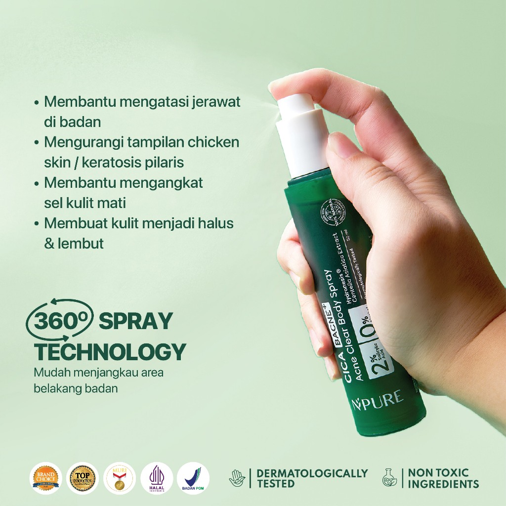 Penta Natural Kosmetindo N'PURE CICA Bacne+ Acne Clear Body Spray